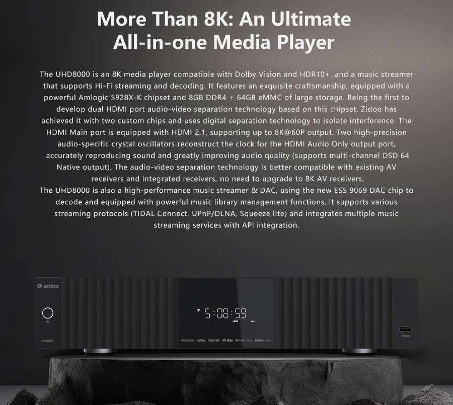 ТВ бокс з 8K відео та Hi-End аудіо