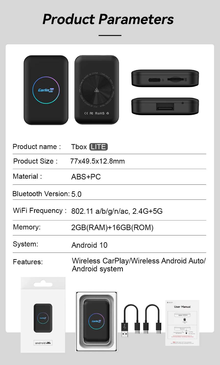 Технические характеристики и комплектация Carlinkit Tbox Lite 