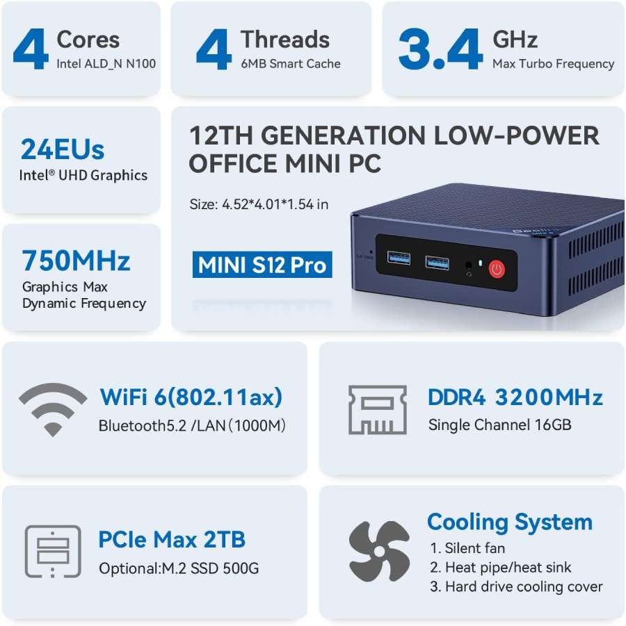 Технічні характеристики міні ПК Beelink Mini S12Pro