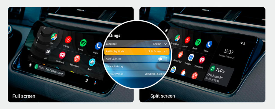 Два режима отображения окон в Android Auto