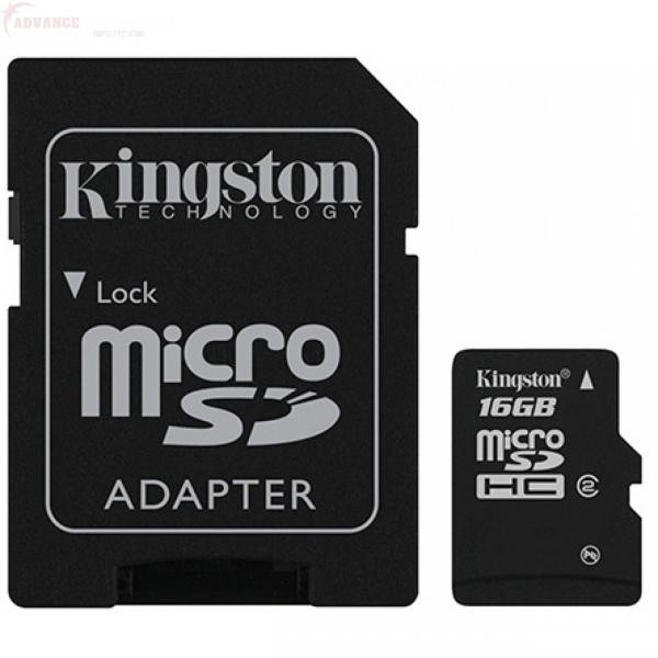 Карта памяти Kingston 16GB microSDHC class 4 adapter SDC4/16GB
