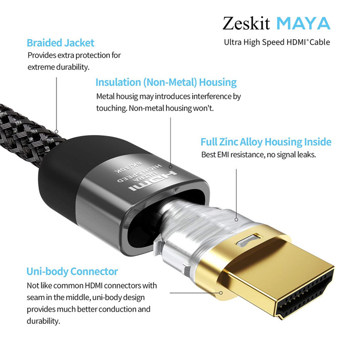 Кабель Zeskit Maya 8K 48Gbps Certified HDMI 2.1