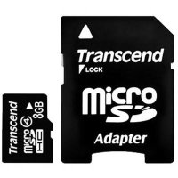 Карта памяти Transcend 8 GB microSDHC + SD Adapter TS8GUSDHC4