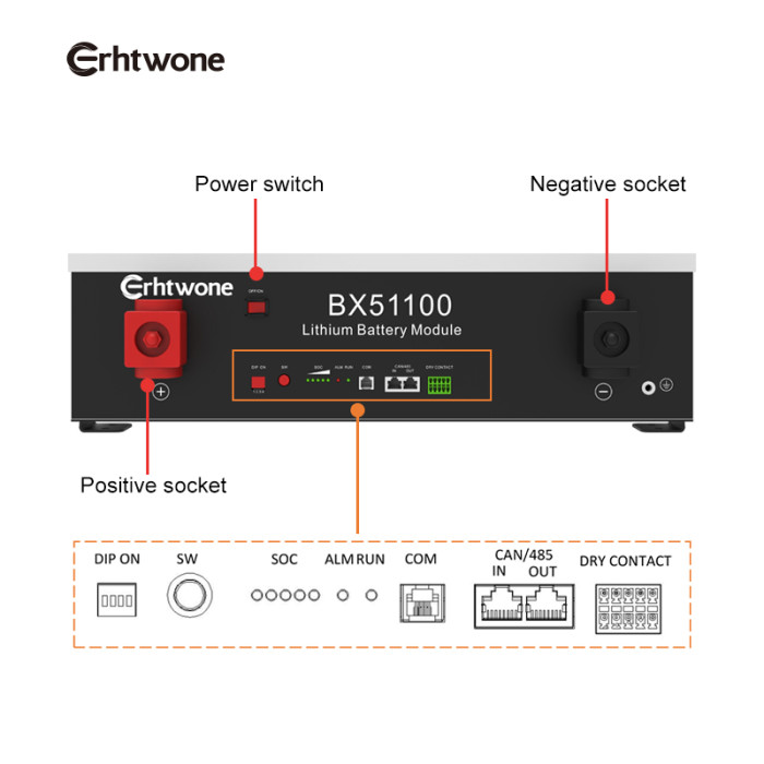 Lifepo4 аккумулятор Erhtwone (Dyness) BX51100 5.12 КВт 51,2В
