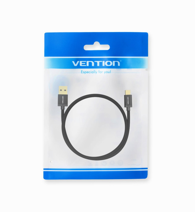 Кабель Vention USB to USB Type-C 1 m Black в хлопковой оплетке