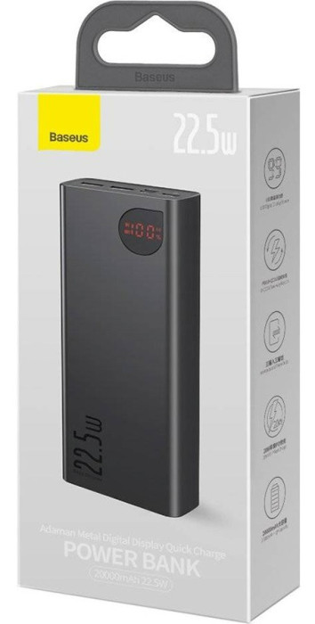 Повербанк Baseus Adaman Metal Digital Display 20000mAh 22.5W Black
