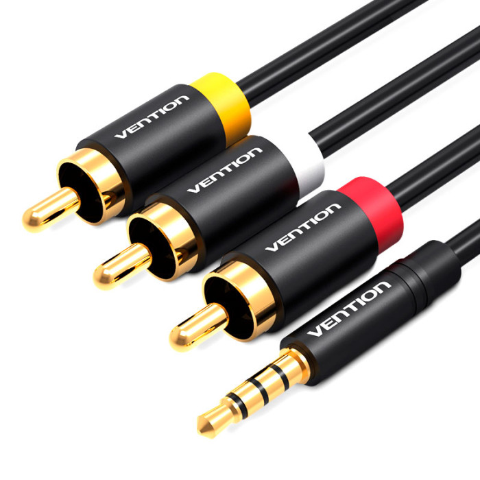 AV кабель Vention 3.5mm Male to 3RCA Male 2 м (VAB-R07-B200)